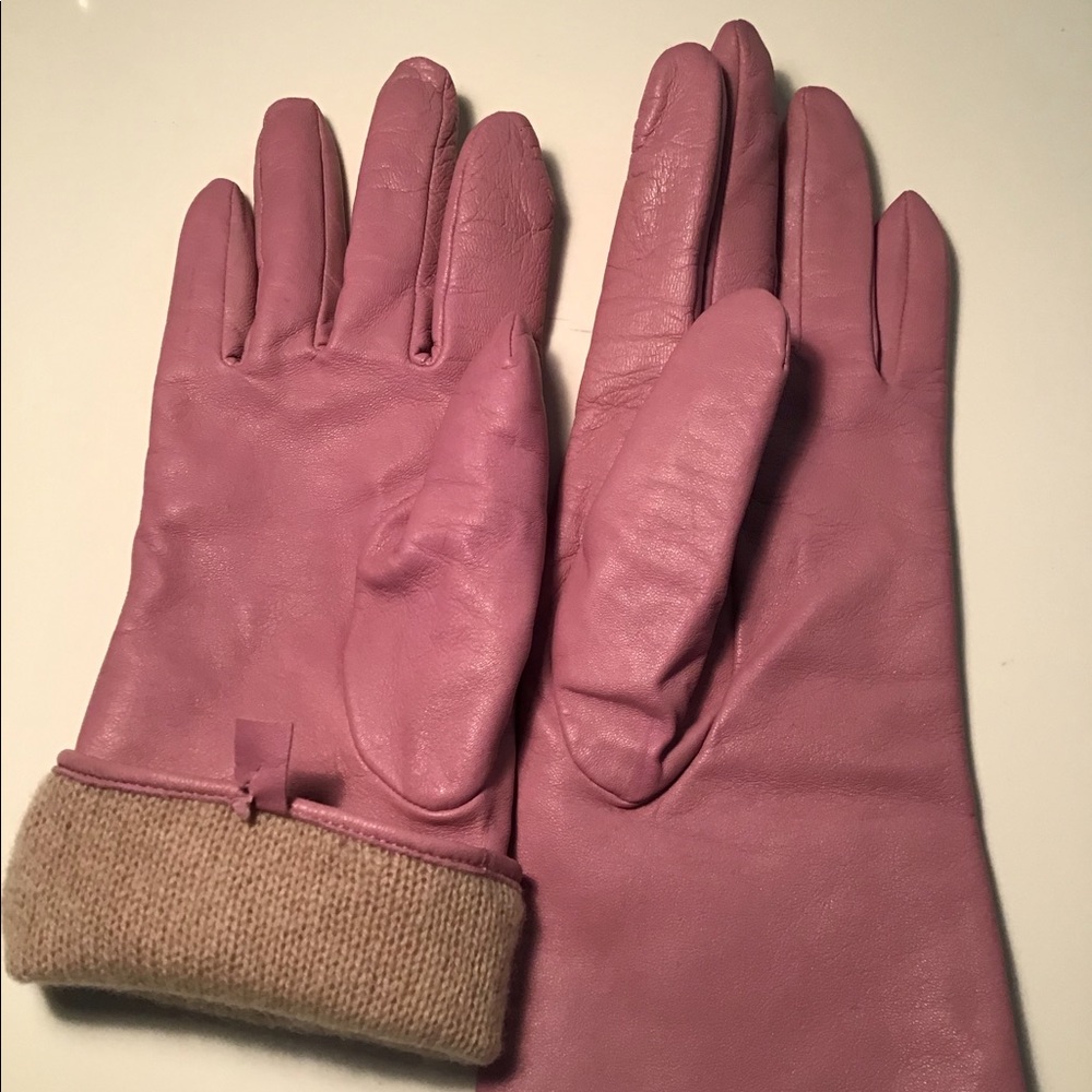 Pink leather lined gloves large Giannetti